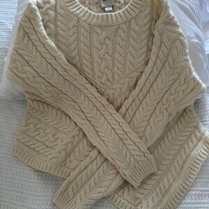 Anthropologie Women's Cream and White Jumper